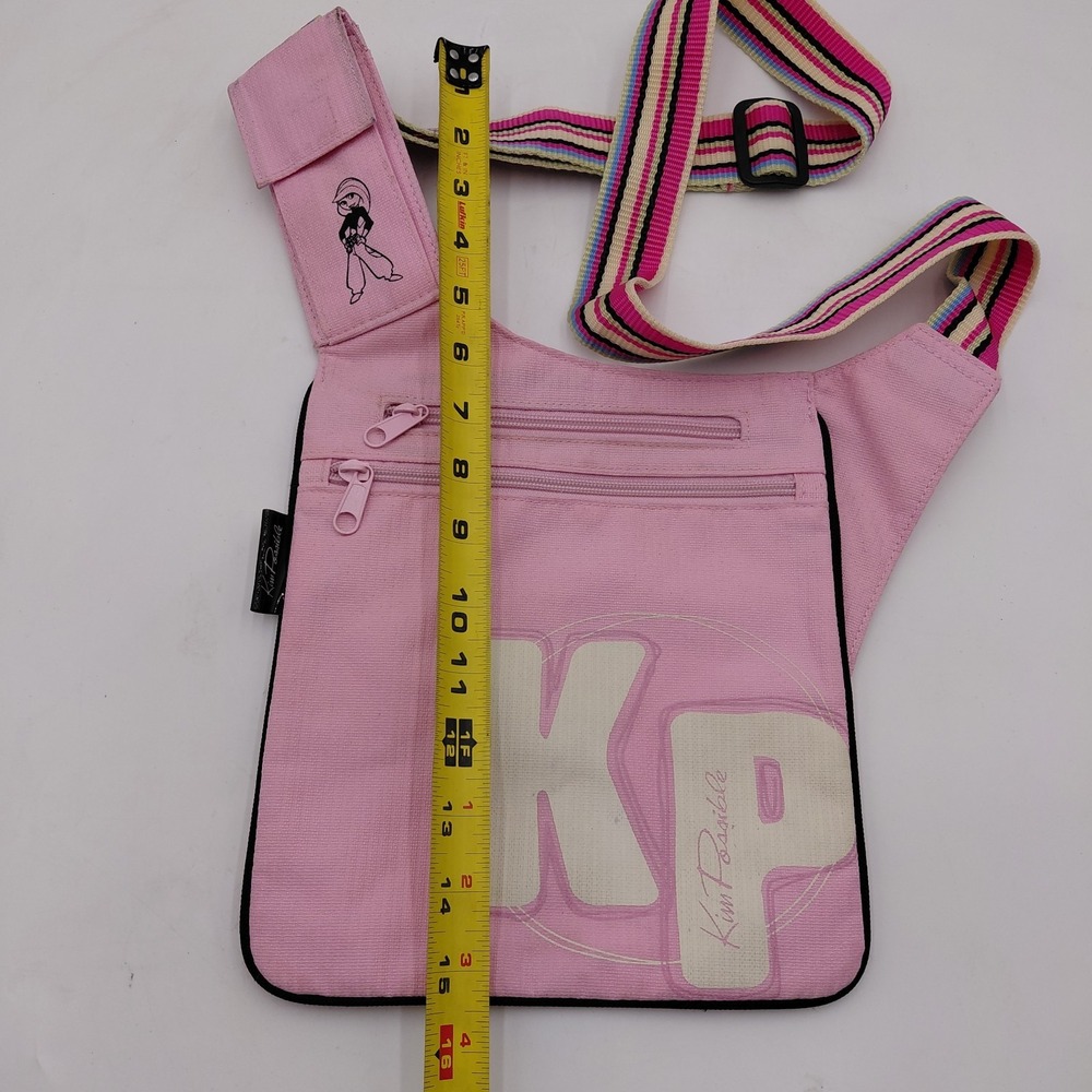Vtg KIM POSSIBLE Pink Messenger Shoulder Crossbody Stripe Strap Y2K Cartoon RARE - Picture 5 of 10